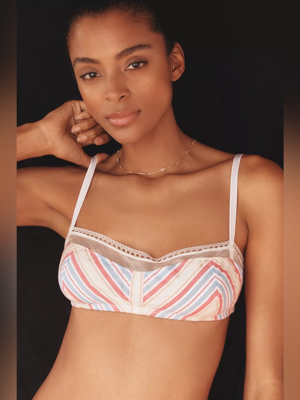By Anthropologie Lace-Trim Cotton Shelf Bralette